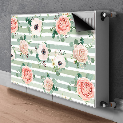 Decorative radiator mat Striped roses