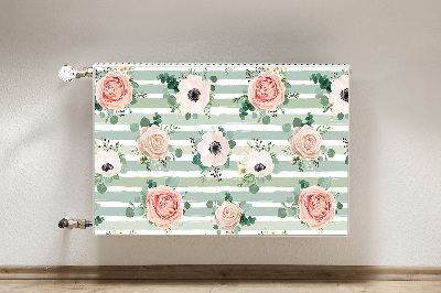 Decorative radiator mat Striped roses