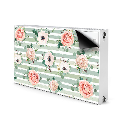 Decorative radiator mat Striped roses