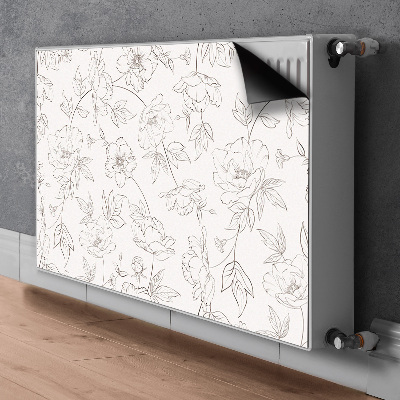 Magnetic radiator cover Sketched flowers