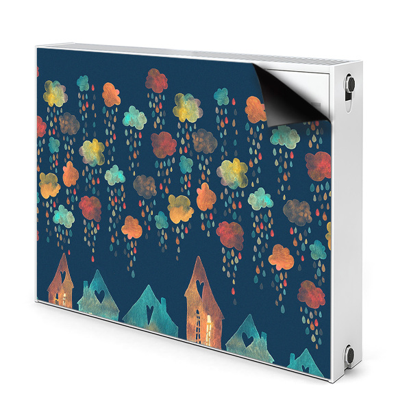 Decorative radiator cover Colorful houses