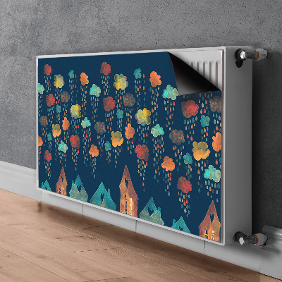 Decorative radiator cover Colorful houses