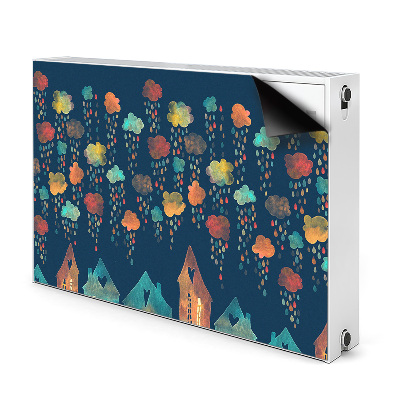 Decorative radiator cover Colorful houses