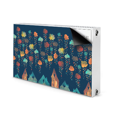 Decorative radiator cover Colorful houses