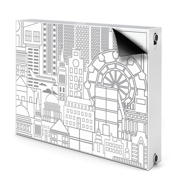 Decorative radiator cover Sketched city