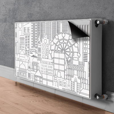 Decorative radiator cover Sketched city