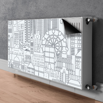 Decorative radiator cover Sketched city