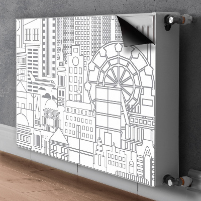 Decorative radiator cover Sketched city