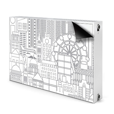 Decorative radiator cover Sketched city