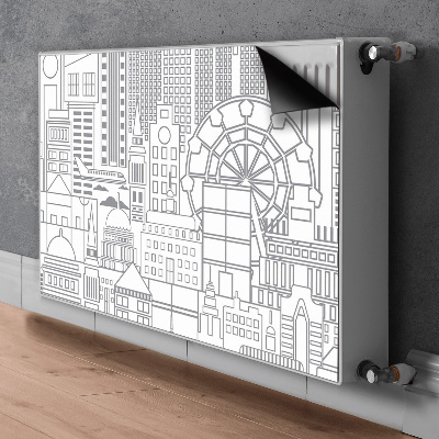 Decorative radiator cover Sketched city