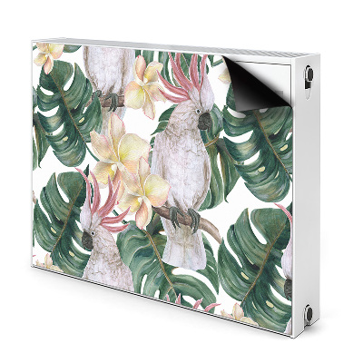 Decorative radiator cover Tropical parrots