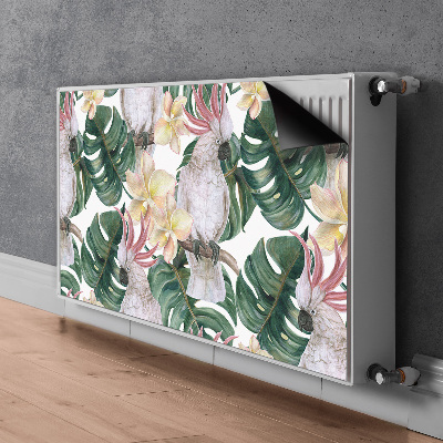 Decorative radiator cover Tropical parrots