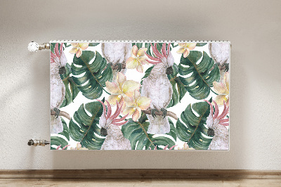 Decorative radiator cover Tropical parrots