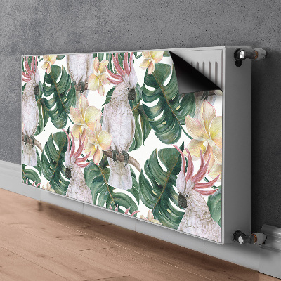 Decorative radiator cover Tropical parrots