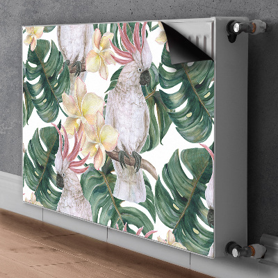 Decorative radiator cover Tropical parrots