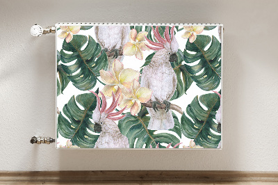 Decorative radiator cover Tropical parrots