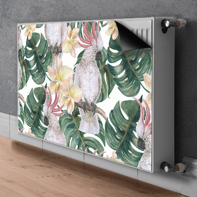 Decorative radiator cover Tropical parrots