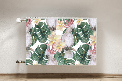 Decorative radiator cover Tropical parrots