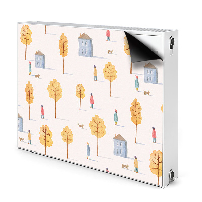 Magnetic radiator mat Houses among trees