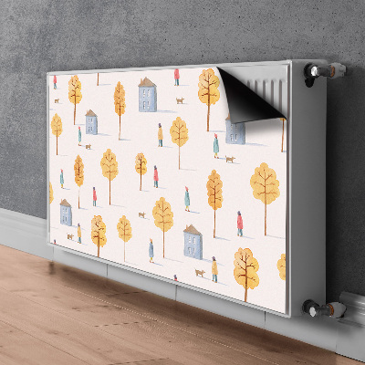 Magnetic radiator mat Houses among trees