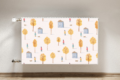 Magnetic radiator mat Houses among trees