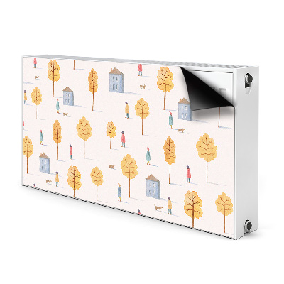 Magnetic radiator mat Houses among trees