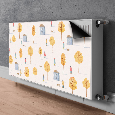 Magnetic radiator mat Houses among trees