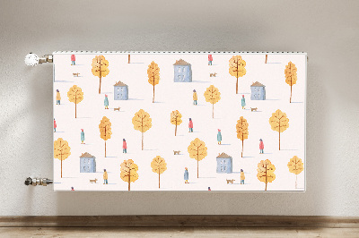 Magnetic radiator mat Houses among trees