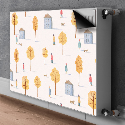 Magnetic radiator mat Houses among trees