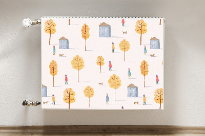 Magnetic radiator mat Houses among trees