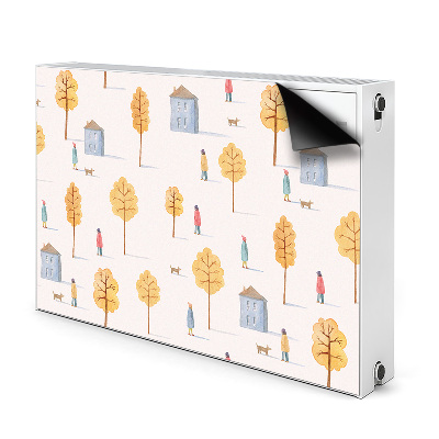 Magnetic radiator mat Houses among trees