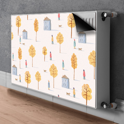 Magnetic radiator mat Houses among trees