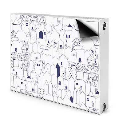 Decorative radiator cover Sketched city