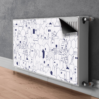 Decorative radiator cover Sketched city