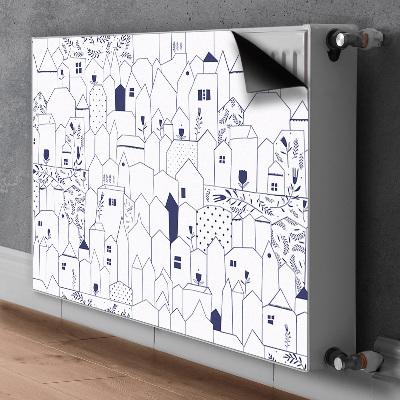 Decorative radiator cover Sketched city