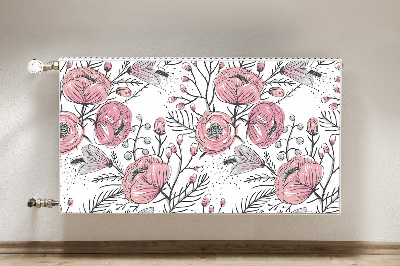 Decorative radiator mat Pastel roses Art