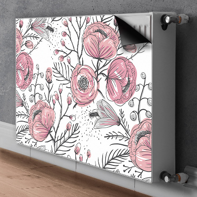 Decorative radiator mat Pastel roses Art