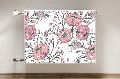 Decorative radiator mat Pastel roses Art