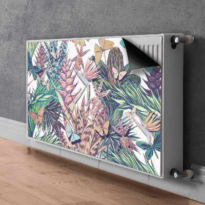 Printed radiator mat Flowers and butterflies