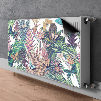 Printed radiator mat Flowers and butterflies