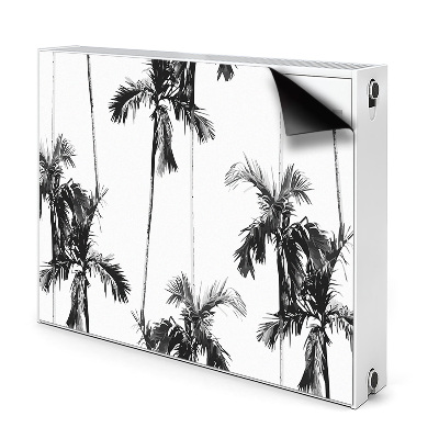 Radiator cover Black and white palm trees