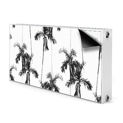 Radiator cover Black and white palm trees