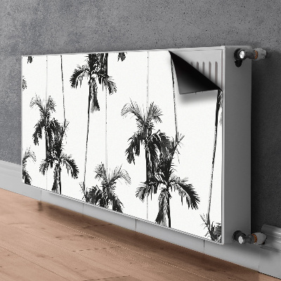 Radiator cover Black and white palm trees