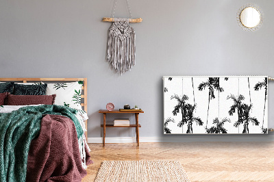 Radiator cover Black and white palm trees