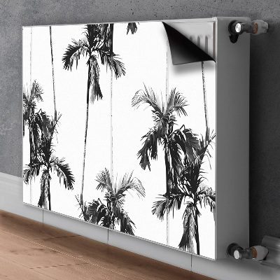 Radiator cover Black and white palm trees