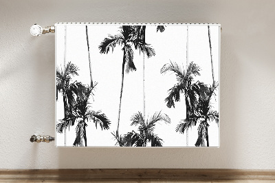 Radiator cover Black and white palm trees