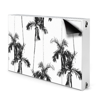 Radiator cover Black and white palm trees