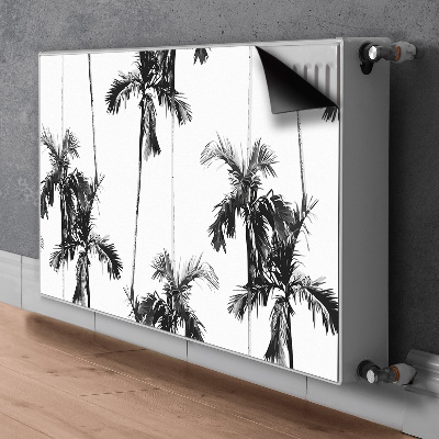 Radiator cover Black and white palm trees