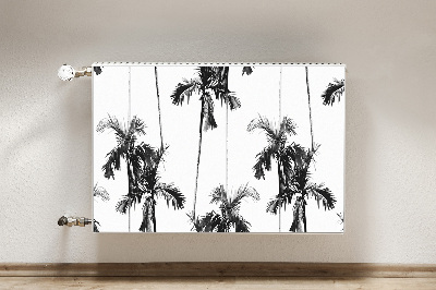 Radiator cover Black and white palm trees