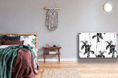 Radiator cover Black and white palm trees